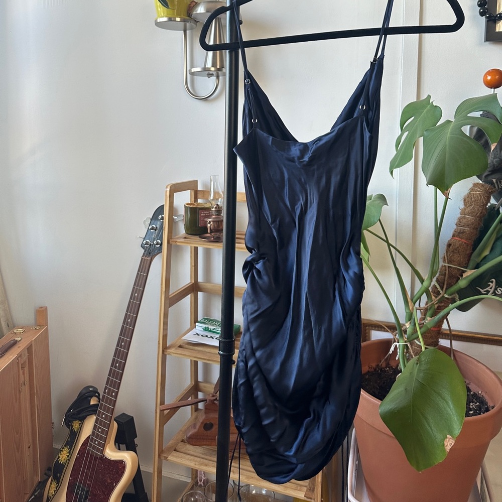 Blue silk dress